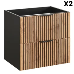 Garnero Arredamenti Mobile bagno sospeso 120cm 4 cassetti cannettato quercia antracite Limpid Sale