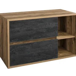 Garnero Arredamenti Mobile bagno sospeso 100cm 2 cassetti rovere antracite Stony