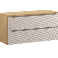 Garnero Arredamenti Mobile bagno sospeso 120cm 2 cassetti beige rovere Swim Beige - Rovere Clearance