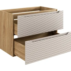 Garnero Arredamenti Mobile bagno sospeso 80cm con lavabo, specchio e colonna beige rovere Swim Sale