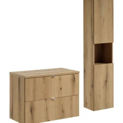 Garnero Arredamenti Mobile bagno sospeso 80cm con colonna rovere Rovery New