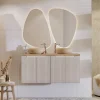 Garnero Arredamenti Mobile bagno sospeso 120cm cannettato 4 ante beige rovere Cleany Outlet