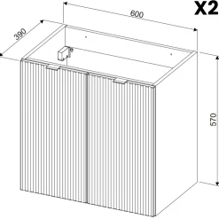 Garnero Arredamenti Mobile bagno sospeso 120cm cannettato 4 ante beige rovere Cleany Outlet