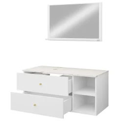 Garnero Arredamenti Mobile bagno sospeso 100cm con lavabo e specchio 2 cassetti bianco Krom Bianco Opaco Sale