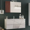 Garnero Arredamenti Mobile bagno sospeso 100cm con lavabo e specchio bianco lucido specchi Olimpo Clearance