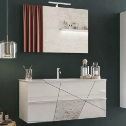 Garnero Arredamenti Mobile bagno sospeso 100cm con lavabo e specchio bianco lucido specchi Olimpo Clearance