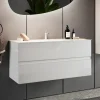 Garnero Arredamenti Mobile bagno sospeso 100cm con lavabo 2 cassetti bianco lucido Moon Best
