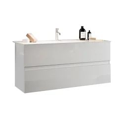 Garnero Arredamenti Mobile bagno sospeso 100cm con lavabo 2 cassetti bianco lucido Moon Best