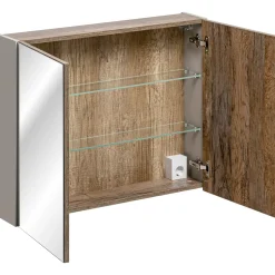 Garnero Arredamenti Mobile bagno sospeso 80cm con lavabo, mobile specchio e colonna grigio quercia Serif Clearance