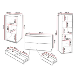 Garnero Arredamenti Mobile bagno sospeso 80cm con colonna e pensile nero Hakone Nero Lucido Outlet