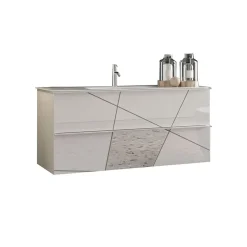 Garnero Arredamenti Mobile bagno sospeso 100cm con lavabo 2 cassetti bianco lucido specchi Olimpo New