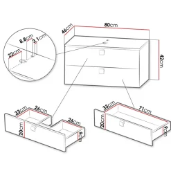 Garnero Arredamenti Mobile bagno sospeso 80cm con lavabo 2 cassetti maniglie oro grigio Bursa 4 Grigio - Oro Online