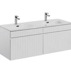 Garnero Arredamenti Mobile bagno sospeso 120cm cannettato con 2 lavabi 2 cassettoni bianco Autentic New