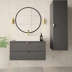 Garnero Arredamenti Mobile bagno sospeso 80cm con colonna Hakone 2 Grigio