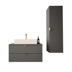 Garnero Arredamenti Mobile bagno sospeso 80cm con colonna Hakone 2 Grigio