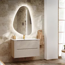 Garnero Arredamenti Mobile bagno sospeso 80cm con lavabo da incasso beige rovere Swim Hot