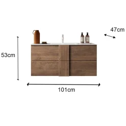 Garnero Arredamenti Mobile bagno sospeso 100cm con lavabo 2 cassetti rovere Alvarez New
