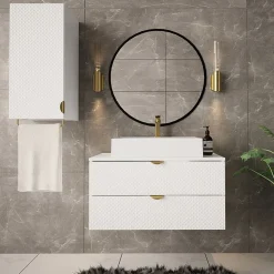 Garnero Arredamenti Mobile bagno sospeso 80cm con pensile bianco Hakone 3 Bianco Lucido Online