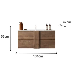 Garnero Arredamenti Mobile bagno sospeso 100cm con lavabo e specchio rovere Alvarez Hot