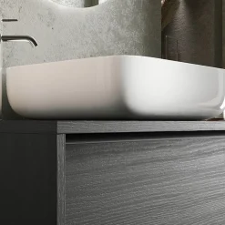 Garnero Arredamenti Mobile bagno sospeso 92cm con lavabo e specchio nero frassinato Absolut Best