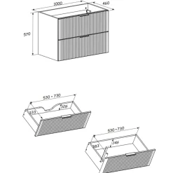 Garnero Arredamenti Mobile bagno sospeso 100cm cm con lavabo, specchio, colonna e cubotti quercia antracite Limpid New