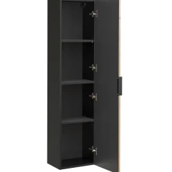 Garnero Arredamenti Mobile bagno sospeso 100cm cm con lavabo, specchio, colonna e cubotti quercia antracite Limpid New