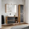 Garnero Arredamenti Mobile bagno sospeso 100cm con lavabo, mobile specchio e colonna rovere antracite Stony Best