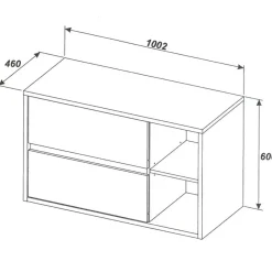 Garnero Arredamenti Mobile bagno sospeso 100cm con lavabo, mobile specchio e colonna rovere antracite Stony Best