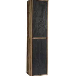 Garnero Arredamenti Mobile bagno sospeso 100cm con lavabo, mobile specchio e colonna rovere antracite Stony Best