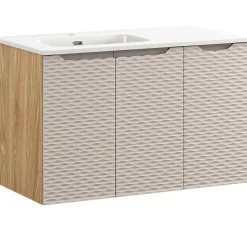 Garnero Arredamenti Mobile bagno sospeso 90cm con lavabo da incasso beige rovere Swim Beige - Rovere Clearance