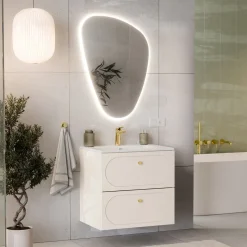 Garnero Arredamenti Mobile bagno sospeso fresato 60cm con lavabo 2 cassetti beige Sand Hot