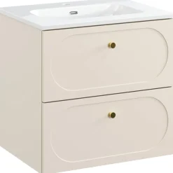 Garnero Arredamenti Mobile bagno sospeso fresato 60cm con lavabo 2 cassetti beige Sand Hot