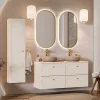 Garnero Arredamenti Mobile bagno sospeso fresato 120cm con colonna beige Sand Outlet