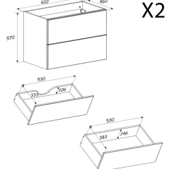 Garnero Arredamenti Mobile bagno sospeso fresato 120cm con colonna beige Sand Outlet