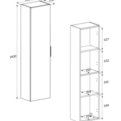 Garnero Arredamenti Mobile bagno sospeso fresato 120cm con colonna beige Sand Outlet
