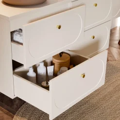 Garnero Arredamenti Mobile bagno sospeso fresato 120cm con colonna beige Sand Outlet