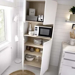 Garnero Arredamenti Mobile cucina 80x191h cm 4 ante bianco opaco rovere naturale Penny Online