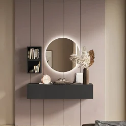 Garnero Arredamenti Mobile ingresso sospeso 138x140h cm 1 anta 2 cubotti nero Sunset 57 Ossido