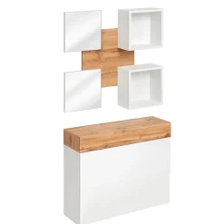 Garnero Arredamenti Mobile ingresso sospeso 100x180h cm bianco opaco rovere Dante 5 Gihome® Discount