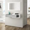 Garnero Arredamenti Mobile ingresso sospeso 95x99h cm con specchio bianco opaco cemento Mercury Hot