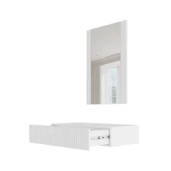 Garnero Arredamenti Mobile ingresso sospeso 80x97 h cm con specchio cannettato bianco Essence Bianco Opaco Best
