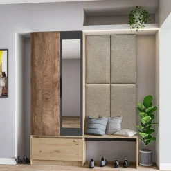 Garnero Arredamenti Mobile ingresso 160x202h cm con specchio rovere chiaro Canada Discount