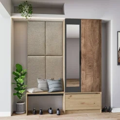 Garnero Arredamenti Mobile ingresso 160x202h cm con specchio rovere chiaro Canada Discount