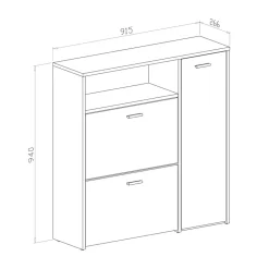 Garnero Arredamenti Mobile ingresso 92x94h cm con scarpiera grafite cemento Mars Hot