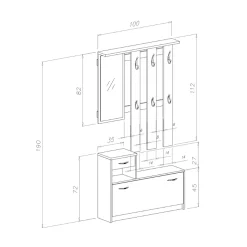 Garnero Arredamenti Mobile ingresso 100x190h cm moderno bianco opaco rovere Thomas Rovere - Bianco opaco Sale
