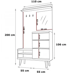 Garnero Arredamenti Mobile ingresso 110x200h cm moderno bianco rovere Levi Gihome® Outlet
