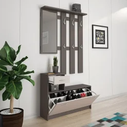 Garnero Arredamenti Mobile ingresso 100x190h cm moderno grigio beige Thomas Beige - Grigio Discount