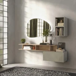 Garnero Arredamenti Mobile ingresso 165x140h cm moderno rovere chiaro Sunset 61 Tortora Clearance