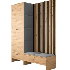 Garnero Arredamenti Mobile ingresso 145x168h cm rovere rustico grigio Welly 4 New