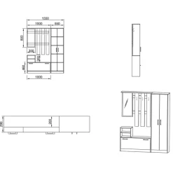 Garnero Arredamenti Mobile ingresso155x190h cm con specchio appendiabiti e scarpiera Atlanta Rovere New